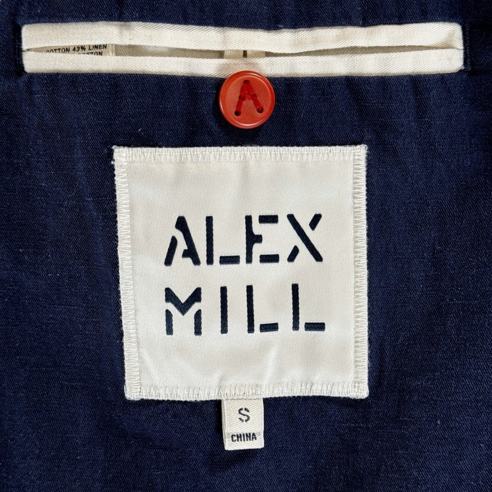 Alex Mill Blazer Mens S Navy Cotton Linen Unstructured Patch Pocket 2 Button - Picture 6 of 8